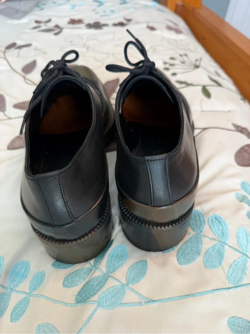 Prada Black & Camouflage Rubber Cap-Toe Lug Sole Leather Shoes Size 8 / US 9